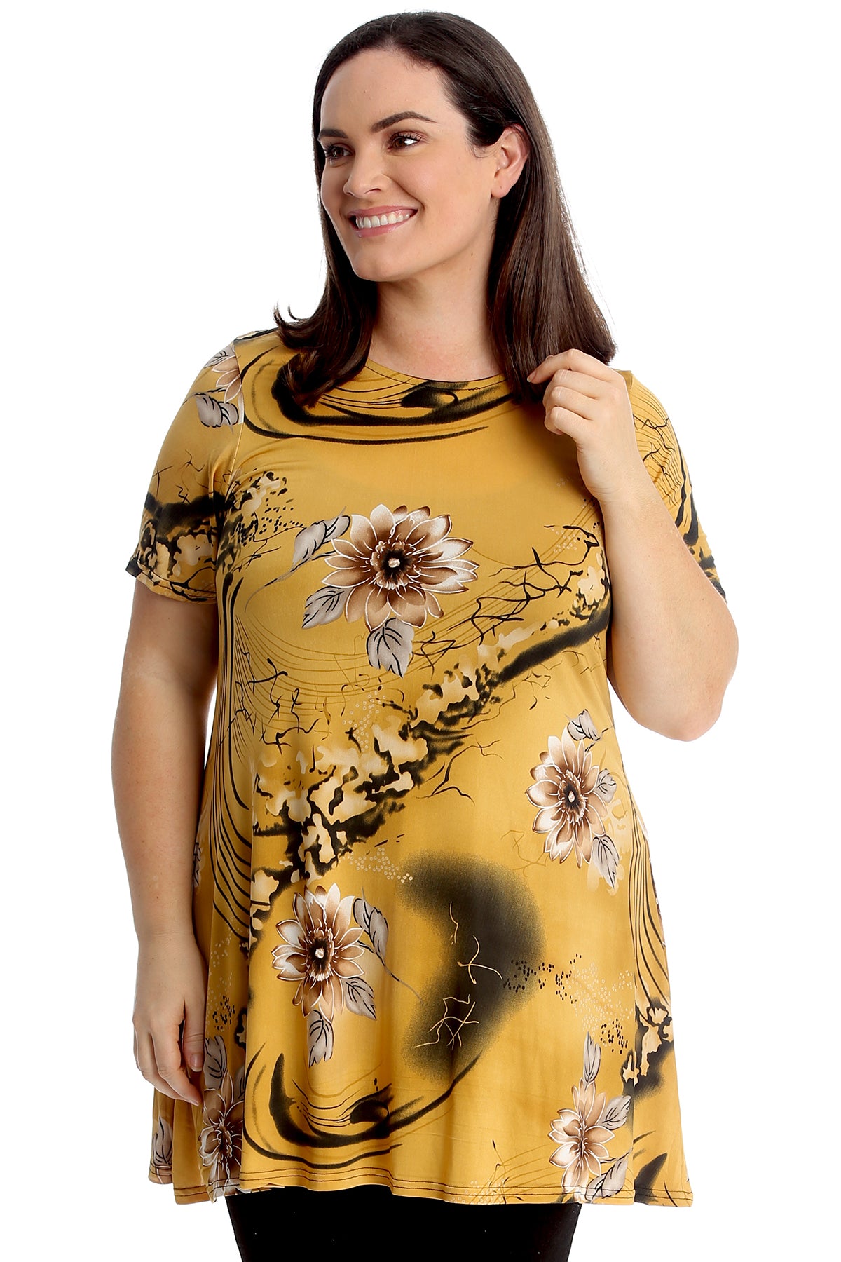 1734 Floral Print Swing Top