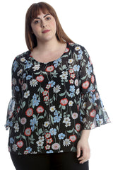 1544 Multi Floral Print Chiffon Blouse