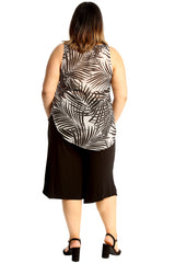 1703 Palm Print Chiffon Vest