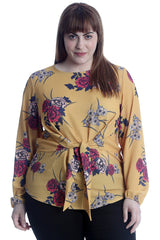 1541 Floral Print Front Tie Top