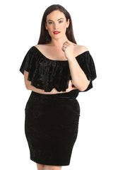2210 Velvet Frill Top Midi Dress