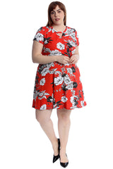 2262 Floral Print Crossover Dress