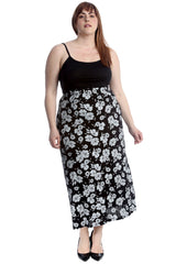 5041 Bold Floral Print Mid Calf Skirt