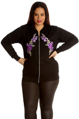 3212 Embroidered Twin Floral Patch Bomber Jacket