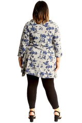 1674 Blue Floral Print Swing Top