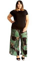 6119 Animal Floral Print Palazzo Trouser