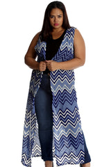 3222 Wave Print Open Front Cardigan