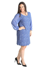 2208 Chiffon Sleeve Lace Dress