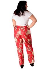 Floral Print Pleated Trousers