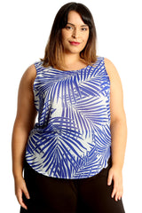 1703 Palm Print Chiffon Vest
