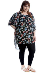 1648 Floral Dip Hem Batwing Top