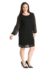 2208 Chiffon Sleeve Lace Dress