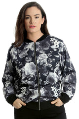 Floral Print Bomber Jacket