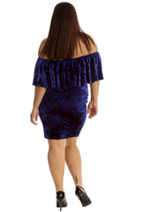 2210 Velvet Frill Top Midi Dress