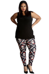 7177 Pirate Skull & Roses Leggings