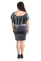 2210 Velvet Frill Top Midi Dress