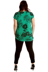 Floral Print Turnup Sleeve T-Shirt