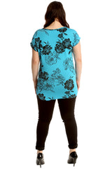 Floral Print Turnup Sleeve T-Shirt