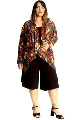 3256 Paisley Print Open Front Cardigan