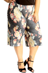6145 Floral Print Crinkle Culottes