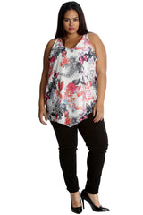 1642 Butterfly & Flower Chiffon Top