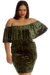 2210 Velvet Frill Top Midi Dress