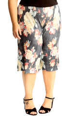 6145 Floral Print Crinkle Culottes