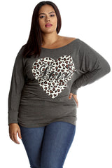 1578 Love Heat Print Batwing Top
