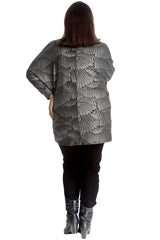1744 Textured Wing Print Glitter Top