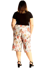 6145 Floral Print Crinkle Culottes