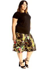 6142 Chains & Leaf Print Culottes