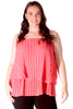 1766 Plain Chiffon Pleated Frill Top
