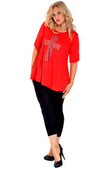 1109 Metallic Cross Stud Top