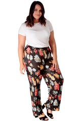 Multi Floral Print Pleated Trousers