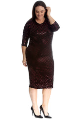 2212 Polka Dot Foil Midi Dress