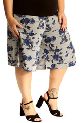 6129 Blue Floral Print Culottes