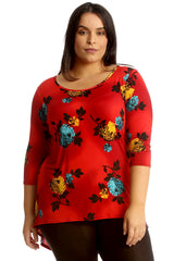 Floral Print Dip Hem Top