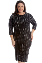 2212 Polka Dot Foil Midi Dress