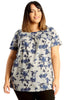 1692 Blue Floral Print Smock Top