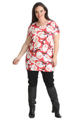 1430 Santa Print Tunic Top