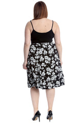 5052 Monochrome Floral Print Skirt