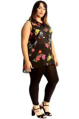 1684 Multi Floral Print Chiffon Shirt