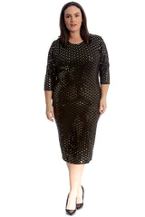 2212 Polka Dot Foil Midi Dress