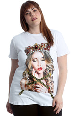 1654 Princess Graphic Print Applique T-Shirt