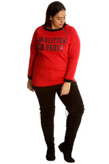 3124 No Glitter No Party Print Zip Sweatshirt