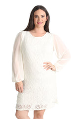 2208 Chiffon Sleeve Lace Dress