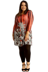 Floral Print Sequin Swing Top