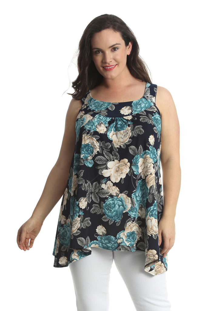 Lace Feather Print Sleeveless Top – Nouvelle Plus Size