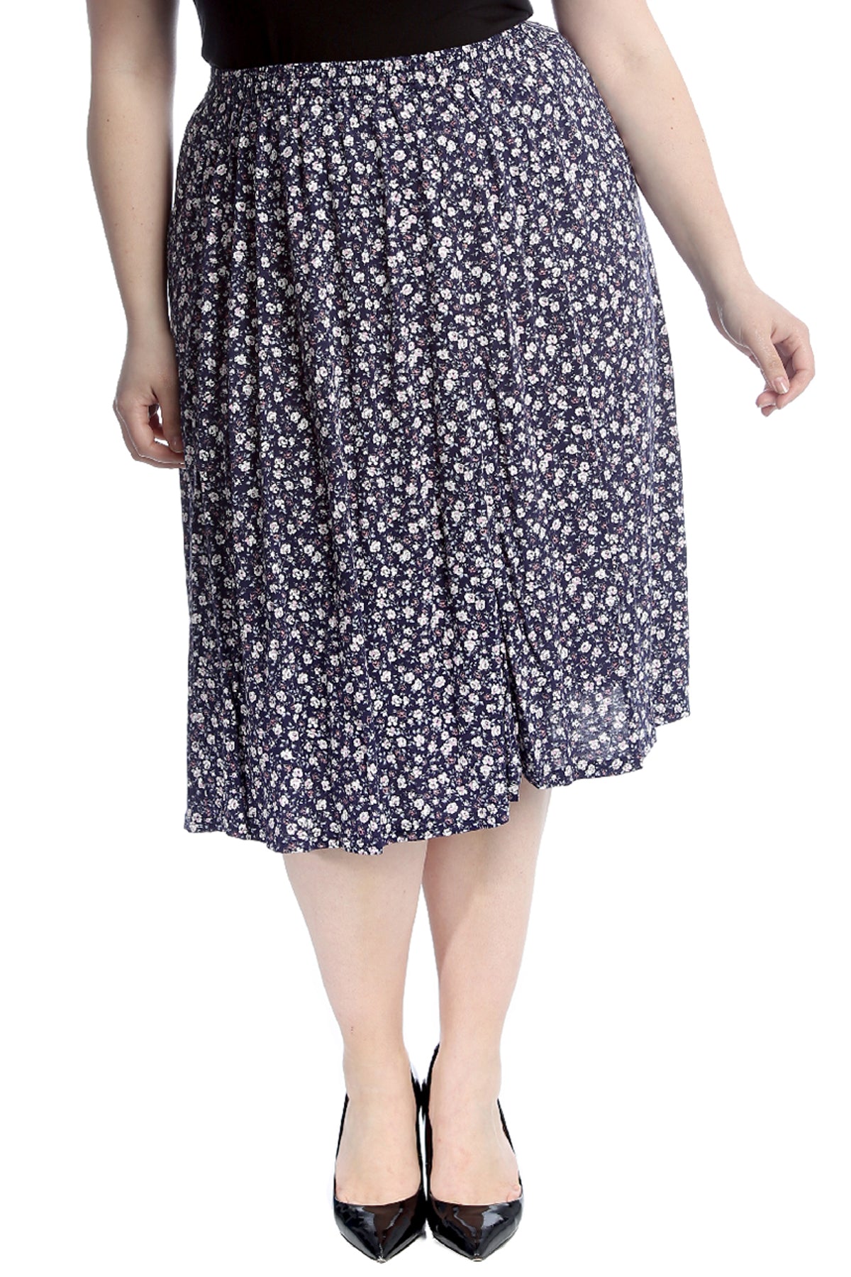 5051 Small Floral Print Skater Skirt