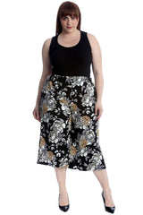 6090 Bold Floral Print Culottes